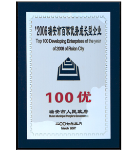 2006瑞安百家優(yōu)勢成長企業(yè)